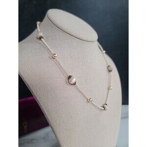 925 Sterling Silver Glass And Faux Pearl Beaded Necklace Vintage